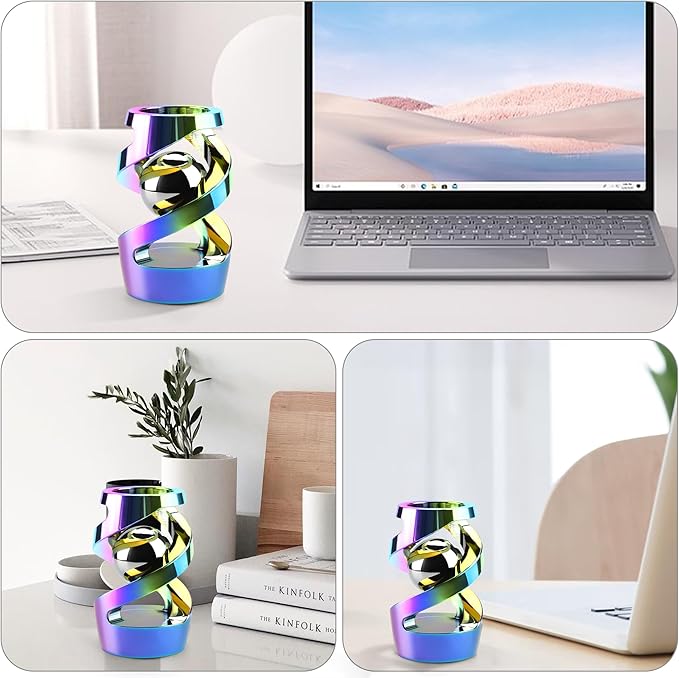 Fidget Toys Adult, Kinetic Spinning Desk Toy, Kinetic Optical Illusion Toys, Metal Fidget Spinner Toys, Cool Gadget Relieve Stress Anxiety Fidget Toys for Office for Adult (Iridescent)