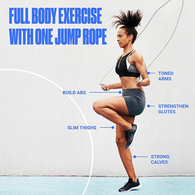 Sportbit Elite Beaded Jump Rope - Adjustable Speed Rope for Fitness, CrossFit, Boxing - Tangle-Free, Lightweight