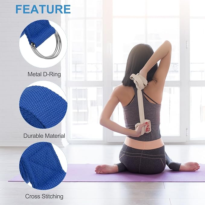PATIKIL Yoga Strap for Stretching Cotton Yoga Belt with Adjustable Metal D-Ring Buckle Stretch Bands for Fitness Pilates