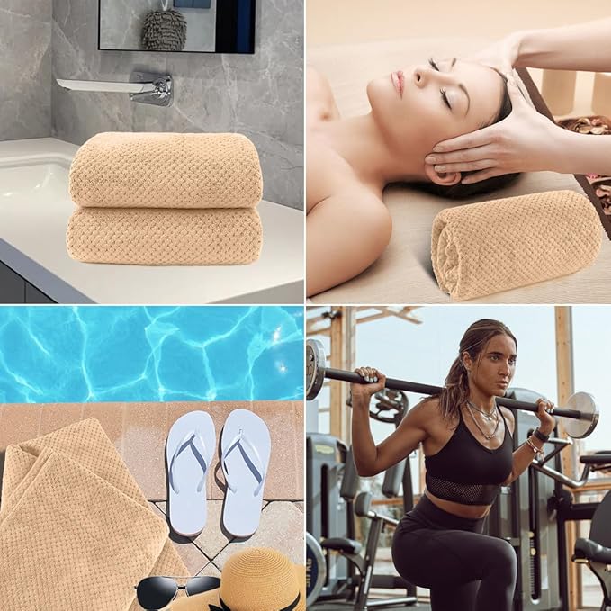 HOMEXCEL Bath Towels Pack of 2, (27 x 54 Inches) Microfiber Ultra Soft Highly Absorbent Bath Towel Set, Lightweight and Quick Drying Towels for Body, Sport, Yoga, SPA, Fitness, Brown