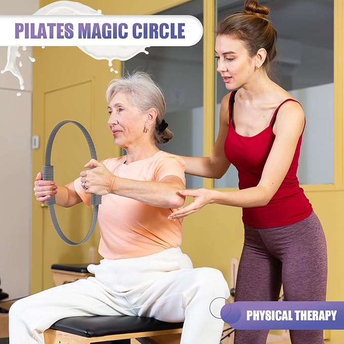 Pilates Ring, 13.5"/12" Silicone Magic Circle with Training Poster & Portable Bag, Pilates Ring Circle for Inner Thigh Workout, Yoga, Lose Weight & Physical Therapy for Women