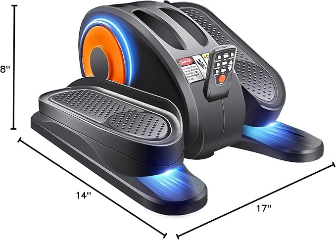 ESL Under Desk Elliptical - Portable Leg Exerciser with Pedal Strap for Seniors, Compact Seated Elliptical with Remote Control, LCD Display Electric Elliptical Trainers for Home