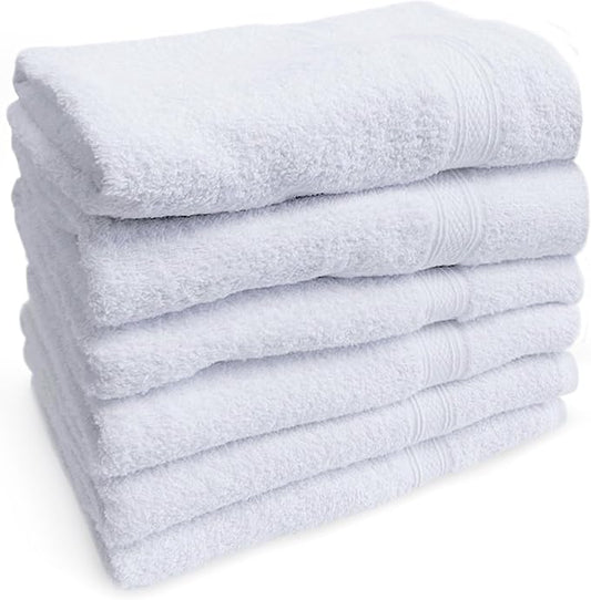 Towels N More 6 Pack 22"X44" Small Light Weight Gym Towels or Can be Used as Quick Dry Bath Towel or Salon Towel, 100% Ring Spun Cotton Loops Sweat Towels Women's Hair Dry Towel