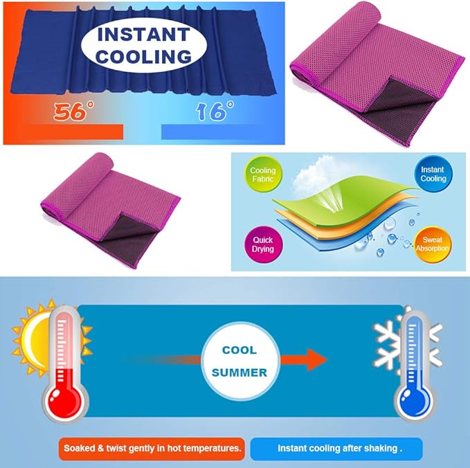 Peicees 20Pcs 40x12'' Microfiber Neck Cooling Towels Sports Sweat Towels Headband for Travel Beach Swimming Camping Climbing Gym Yoga Workout Backpacking, Quick Dry Super Absorbent Compact Lightweight