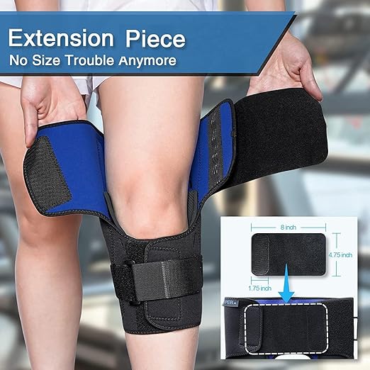 Hinged Knee Brace for Men and Women, Front Open Knee Brace with 2 Compression Straps and Dual Removable Side Stabilizers, Knee Braces for Knee Pain Relief, Arthritis, Meniscus Tear, ACL, MCL, PCL