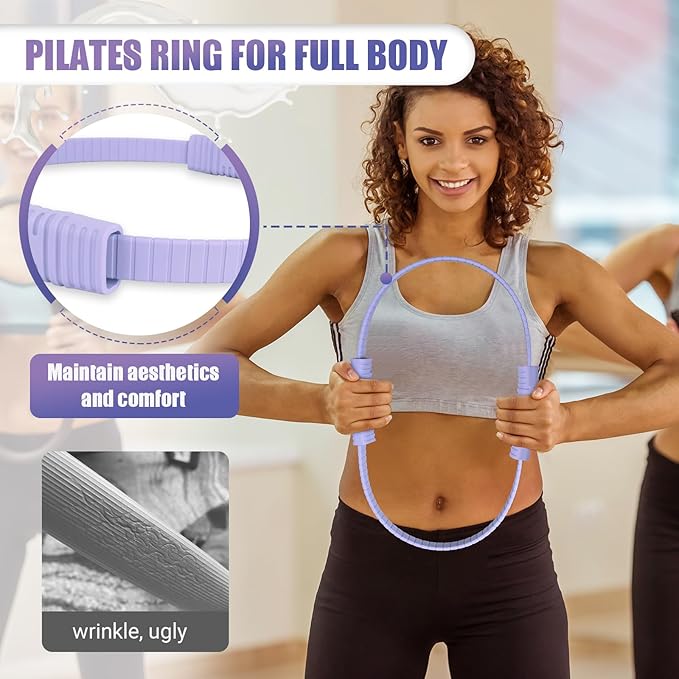 Pilates Ring, 13.5"/12" Silicone Magic Circle with Training Poster & Portable Bag, Pilates Ring Circle for Inner Thigh Workout, Yoga, Lose Weight & Physical Therapy for Women