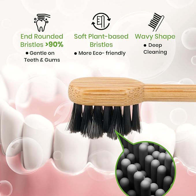 Bamboo Toothbrush Heads Compatible with Gleem, Soft Castor-Oil Bristles, Biodegradable Toothbrush Replacement Heads, Eco-Friendly & Daily Cleaning