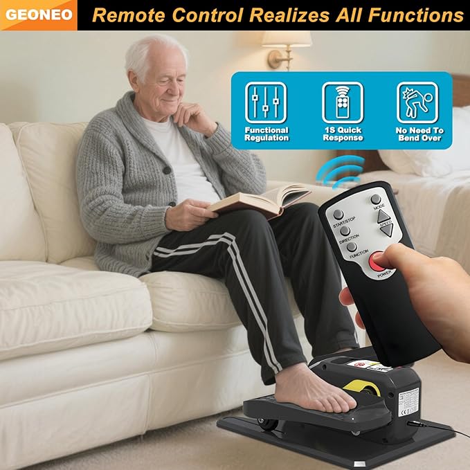Under Desk Elliptical Machine, Electric Ellipse Leg Exerciser for Senior, Quiet and Compact Electric Seated Pedal for Home with Display Monitor, Remote Control and 12 Adjustable Speeds