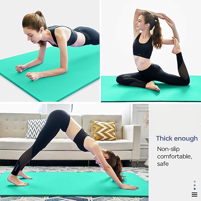 Yoga Mat Non Slip NBR Thick Yoga Mat, 72"L x 32"/24"W x 0.6"/0.4"TH (185cm x 80cm/61cm x 15mm/10mm), Anti-Tear Exercise Mat with Carrying Strap and Bag, Workout Mats for Yoga, Pilates, Floor Exercises
