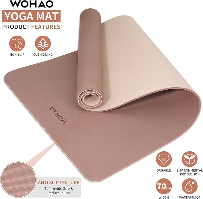Extra Wide & Thick 8mm Yoga Mat, 72"x31.5" Large Non Slip Exercise Mat, Premium POE Material for Superior Cushioning & Stability, with Strap for Home Gym, Pilates