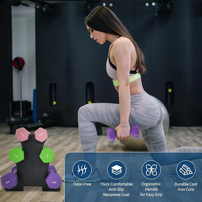 Dumbbell Set for Women and Men, Neoprene Dumbbell Free Hand Weight Set for Home Gym, Packed In Pairs