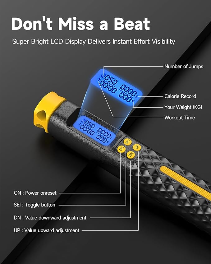 KINTHEA 2 in 1 Smart Jump Rope with Counter and LED Display, Cordless Jumping Rope with Counter for Women, Men, All Age, Adjustable Skipping Rope for Cardio Fitness in Limited Home Space & Outdoor