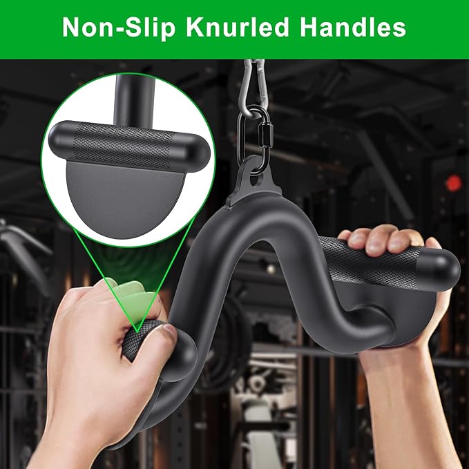 Kipika LAT Pull Down Bars Cable Machine Attachment, Rowing T-bar V-bar Set, Back Strength Training Handle Grips for Cable Machine Rowing Machine, 12" 20" 24" 28" 32" Five Sizes