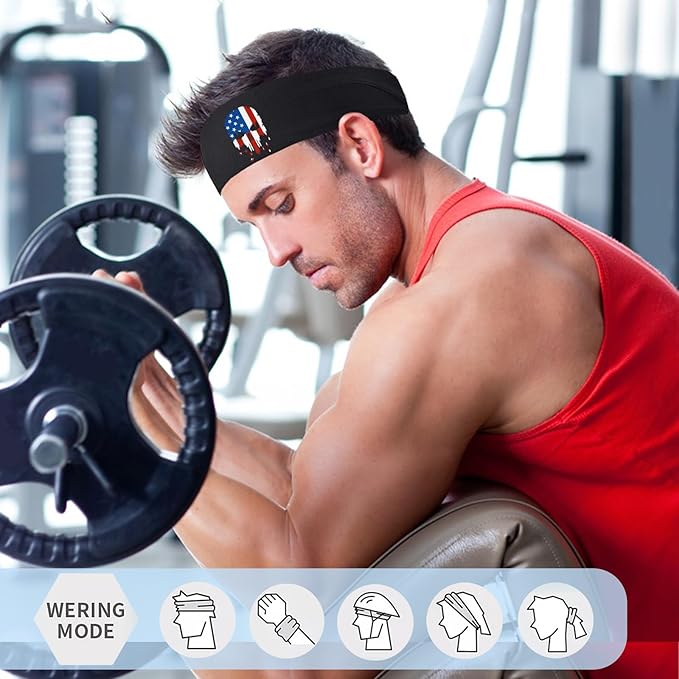 Headbands for Men Women 3pcs Sports Sweat Bands Headbands Men Sweatbands Workout Running Headband for Mens