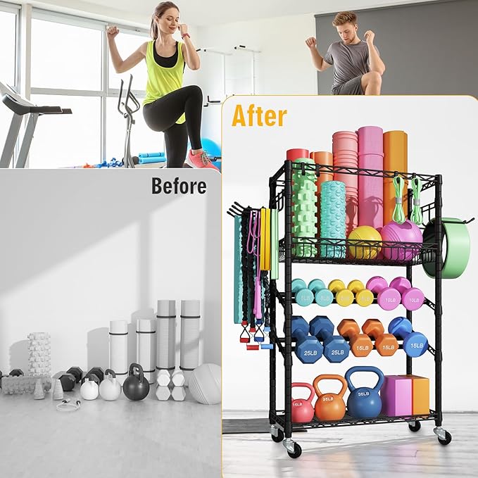 S3 Dumbbells Rack Storage Rack, Portable Home Gym Storage, Yoga Mat Storage, and Weight Rack Organizers for Gym Studio