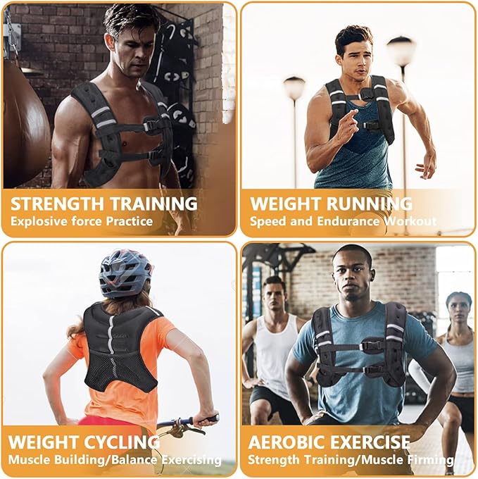 Weighted Vest for Men Workout,Strength Training Weight Vest for Men and Women, Workout Equipment for Training,Running,Jogging,etc - 8lbs,12lbs,16lbs,20lbs,25lbs,30lbs