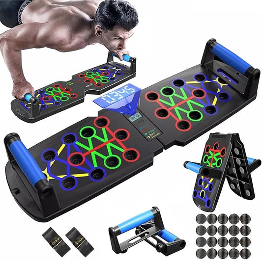 Push Up Board for Men, Push Up Bar at Home Workout Equipment, Pushup Handles Home Gym Exercise Fitness Equipment Portable Foldable with Counter and Wrist guards