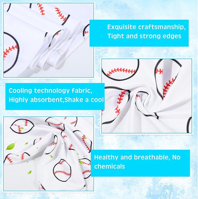 12 Pcs Cooling Towel 40 x 12 Inch Basketball Baseball Football Volleyball Soccer Softball Microfiber Fast Drying Towel for Gift Women Men