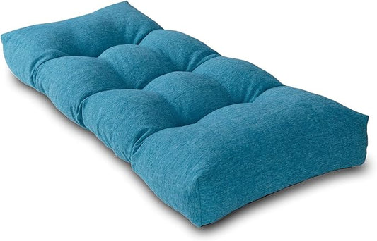 Bench Cushion 42 Inch - Polyester Brushed, High-Density Foam, Non-Slip Bottom, Soft Durable Indoor Tufted Long Seat Cushion for Window Garden Furniture (Cerulean, 42x16x4 Inch)
