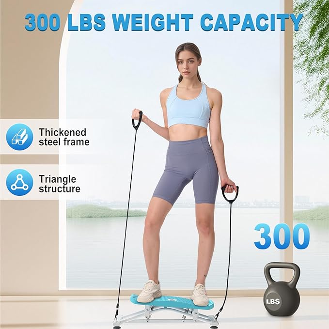 HOTSWEAT Balance Board, Ski Balancing Machine with Resistance Bands, Slide Stepper Stimulated Ski with 300 LBS Weight Capacity, Portable Balance Trainer for Full Body Workout