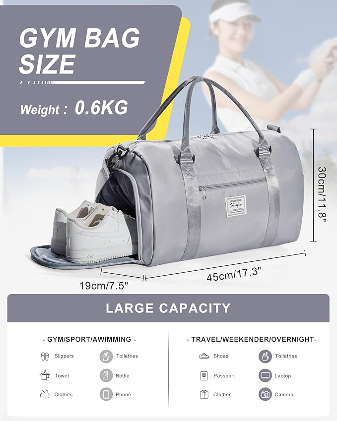Gym Bag Womens,Travel Duffel Carry on Bag Sport Tote Bag Weekend Overnight Bag