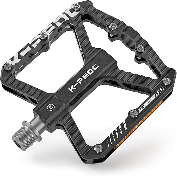 Mountain Bike Pedals MTB Pedals,Bicycle Pedals with Reflectors,Aluminum 9/16" 3 Sealed Bearing Lightweight Platform for Mountain Bike, BMX, Road Bike Pedals