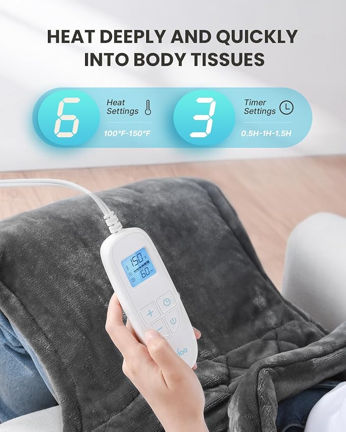 iDOO FSA Eligible Items, Birthday Gifts for Men, King Size Heating Pad for Back Pain Relief, Weighted Electric Heat Pad for Neck and Shoulders, 24"x37" XXL Large Back Heated Wrap, ETL Certified