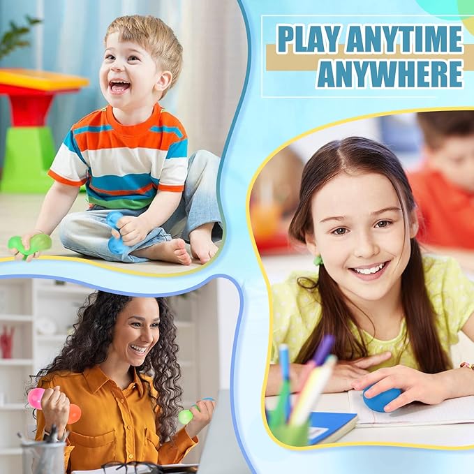 Stress Balls Memory Gel Sugar Filled, 4 Pack 2.5'' Large Squishy Fidget Toy for Kids Adults, High Density Goo Squeeze Balls for Anxiety and Stress Relief, Quiet Sensory Calming Toys for ADHD