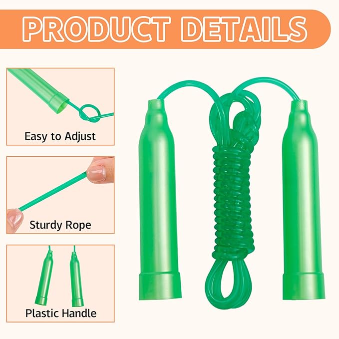 30 Pcs Kids Jump Rope,Colorful Jump Ropes for Kids,7.2 Feet Plastic Jump Ropes,Adjustable Skipping Rope,Jumping Ropes for Party Favors,Birthday Gifts,Indoor Outdoor Activity