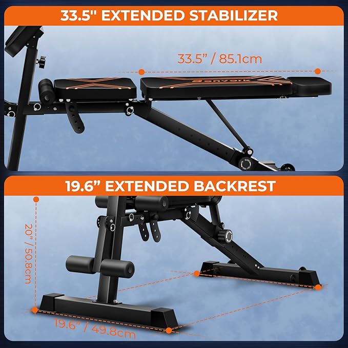 900LBS Adjustable Weight Bench, Multi-Functional Workout Bench Press with Preacher Curl Pad for Home Gym Exercise, Roman Chair Ab for Hyper Back Extension, Flat Incline Decline Bench for Full Body