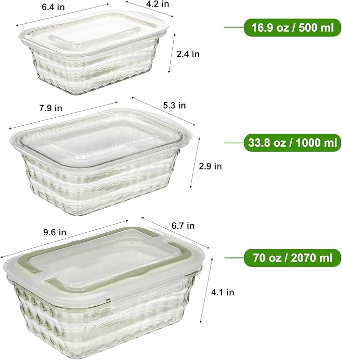 Taiuloo Set of 3 Food Storage Containers with Lids & Handle, BPA Free Plastic Meal Prep & Salad Bowl Containers To Go for Lunch, Salad Serving Bowls for Snack, Fruit, Veggie, Green
