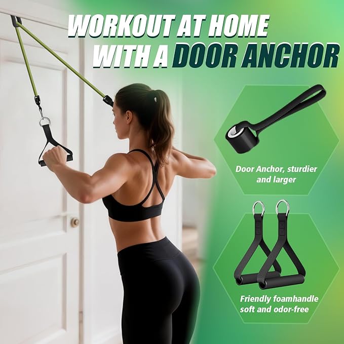 WHATAFIT Resistance Bands, Exercise Bands,Resistance Bands for Working Out, Work Out Bands with Handles for Men and Women Fitness, Strength Training Home Gym Equipment