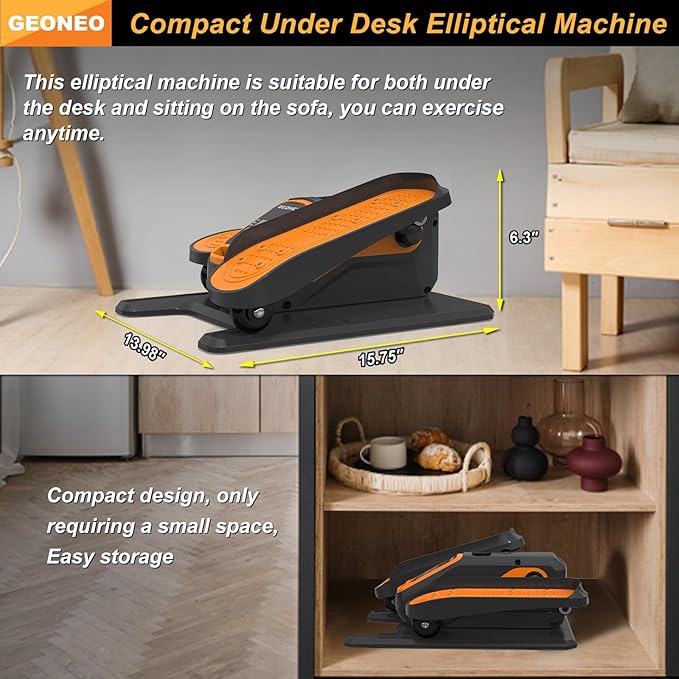 Under Desk Elliptical Machine, Electric Ellipse Leg Exerciser for Senior, Quiet and Compact Electric Seated Pedal for Home with Display Monitor, Remote Control and 12 Adjustable Speeds