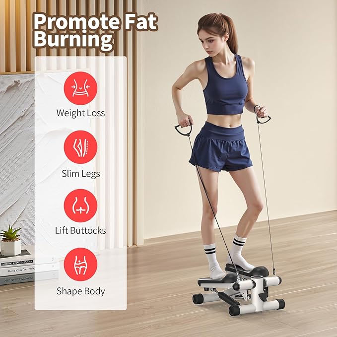 Total Body 2-in-1 Stepper Machine, Total Body Workout, Adjustable Hydraulic, Resistance Bands