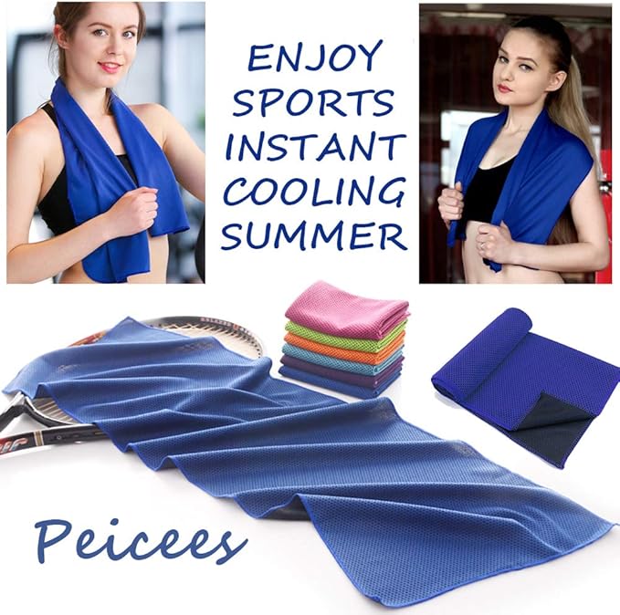 Peicees 20Pcs 40x12'' Microfiber Neck Cooling Towels Sports Sweat Towels Headband for Travel Beach Swimming Camping Climbing Gym Yoga Workout Backpacking, Quick Dry Super Absorbent Compact Lightweight