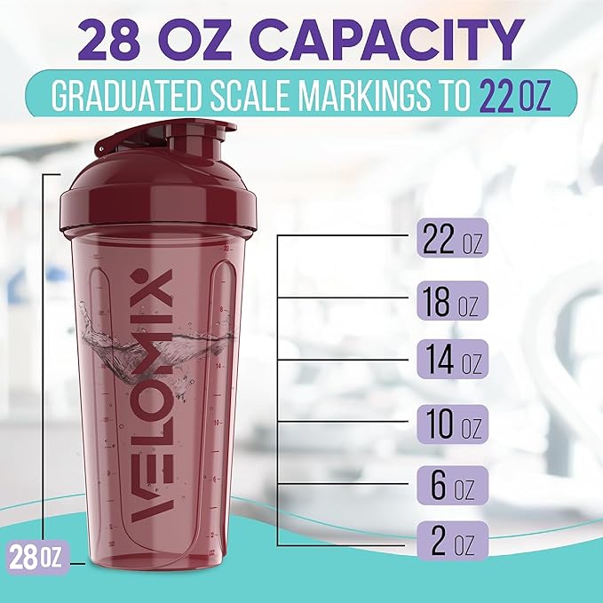 -4 PACK- 28 oz Protein Shaker Bottle for Protein Mixes - 4x Wire Whisk | Leak Proof Shaker Cups for Protein Shakes | Protein Shaker Bottle Pack | Protein Shake Cup (Burgundy Pack)
