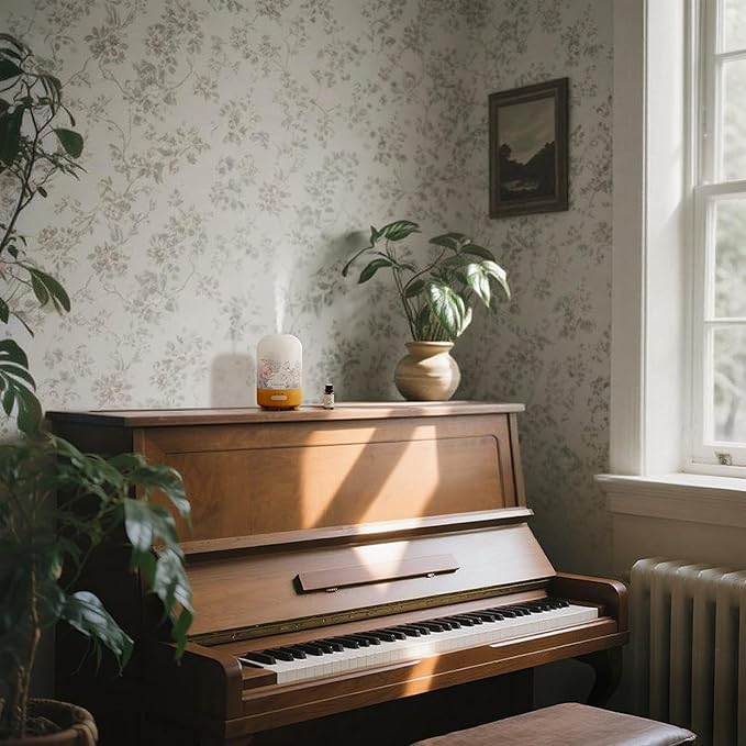 Essential Oil Diffuser with Vanilla Oil, 100ml Ultrasonic Aromatherapy Humidifier, 6 in 1 Scent Vaporizer with Timer and Auto-Off (Spring-Vanilla Oil)