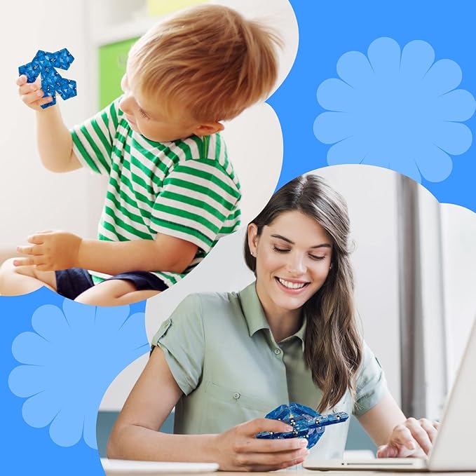 Magnetic Fidget Sphere Magnet Toys - Holographic Glitter Diamond Blue - Magnets Sensory Toys - 12 Piece Set - Creativity Beyond Imagination, Inspirational, Recreational, Fun Desk Toy for Adults