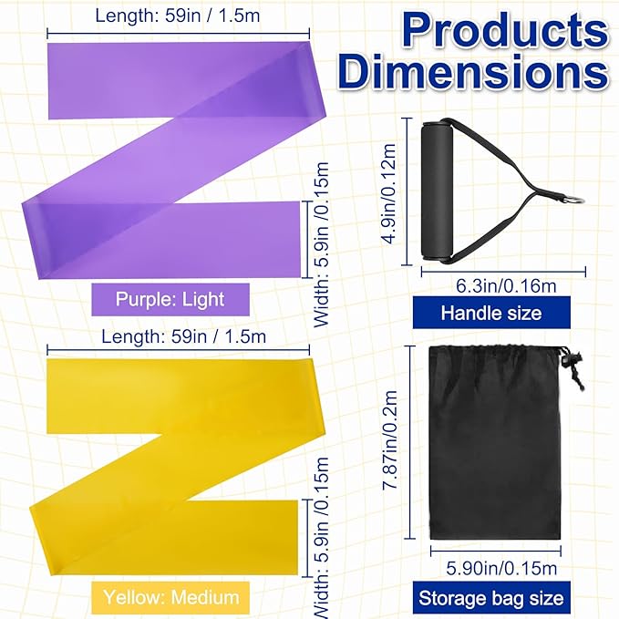 Resistance Exercise Band, Workout Bands with Handles, Stretch Band for Women, Seniors Gifts and Elderly Therapy, Recovery, Home Exercise,2pcs