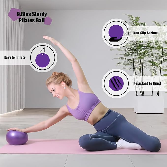 Pilates Set 10Pcs, Pilates-Ring, Wrist Ankle Weights, Small Yoga Ball with Pump, 3Pcs Booty Bands, Figure 8 & Long Resistance Bands, Pilates-Equipment Kit for Women Home Workouts Yoga