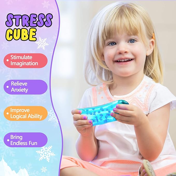 Squishy Fidget Toys Adults Stress Cube - Glow in The Dark Snowflakes Sensory Toys for Kids with Autism Stress Balls for Kids Adults Squeeze Squishy Toys for Anxiety Relief Gifts for Kids