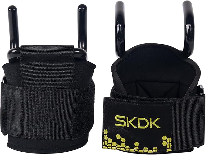 SKDK Cotton Hard Pull Wrist Lifting Straps Grips Band-Deadlift Straps with Neoprene Cushioned Wrist Padded and Anti-Skid Silicone - for Weightlifting, Bodybuilding, Xfit, Strength Training