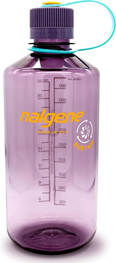 Nalgene Leak Proof Tritan BPA-Free Water Bottle - 32 oz Narrow Mouth - Made in the USA for Outdoor Use & Daily Hydration (Aubergine)