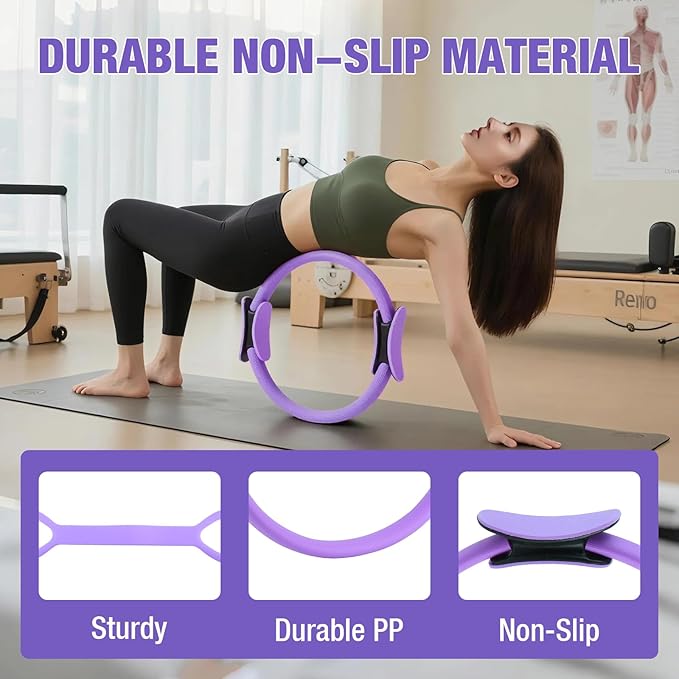 ASIEIT Home Pilates Kit for Women, Pilates Ring and Ball Set with 5 Resistance Bands, 9.8β Ball, 14.96'' Magic Circle, Pilates Equipment Set for Strength, Toning and Flexibility