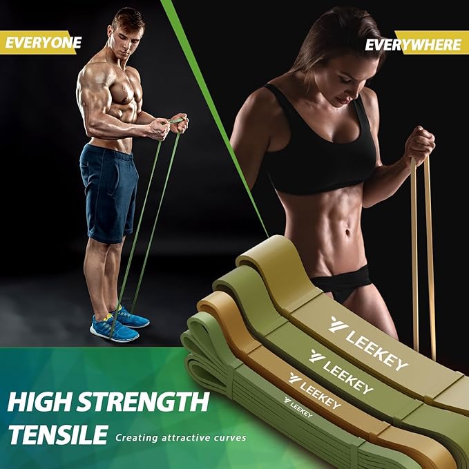 LEEKEY Resistance Bands, Exercise Bands with Handles,Pull Up Assist Bands - Bands for Working Out,Band for Men and Women Fitness Training, Physical Therapy,Home Workouts