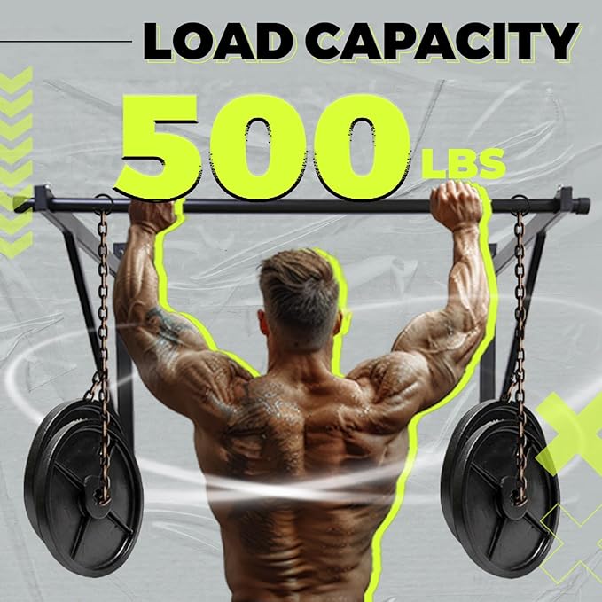 ECOTRIC 46'' Wall Mounted Pull Up Bar Chin up Bar Doorway Exercise Bar Upper Body Gym Workout Bar Heavy Duty Training Fitness Home Heavy Duty 500lbs