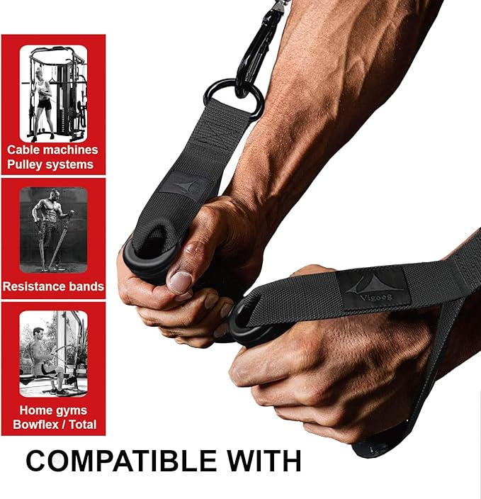 1000lbs Heavy Duty Fitness Handles - Non-Slip Rubber Exercise Grips for Cable Machines, Resistance Bands, Pulley Systems - Universal Attachment for Home & Commercial Gym Workout Equipments