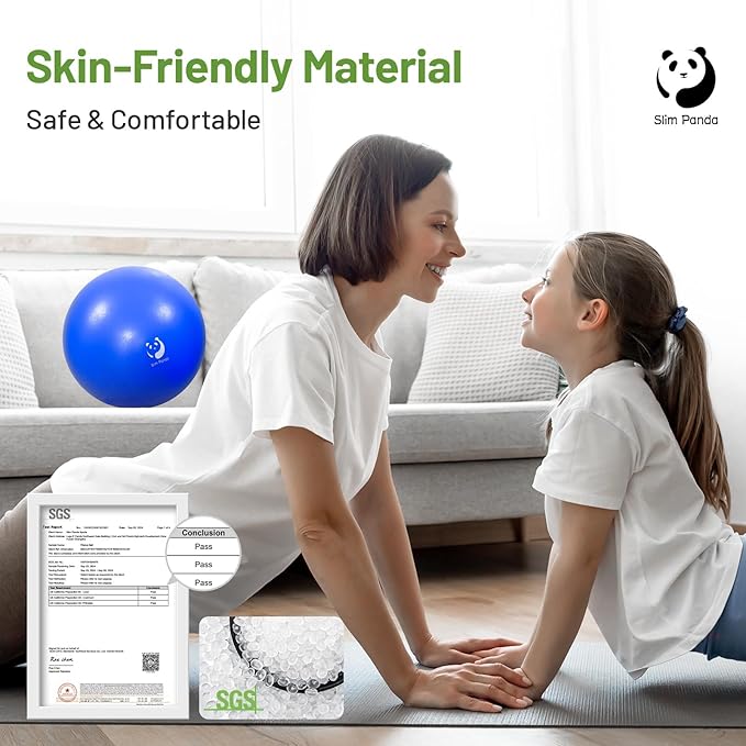 Slim Panda Pilates Ball, 9 Inch Small Exercise Ball, Anti Burst Mini Yoga Ball for Stability, Workout, Barre, Core Strength, Physical Therapy, Balance, Stretching