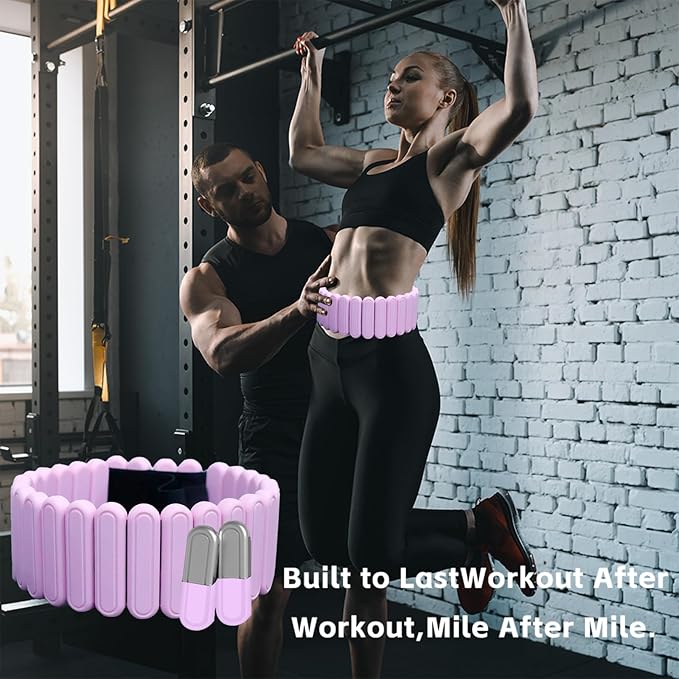 Silicone Adjustable Weighted Belt for Women & Men – DIY Weighted Walking & Exercise Belt with Removable Weights – Gym, Strength Training, Yoga, Hiking – Free Weight Adjustment for Wrist & Ankle