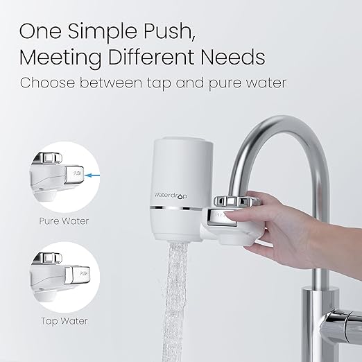 Waterdrop Sink Filter Water Faucet for Skin Care, Bathroom Faucet Filter, 320 Gallons, NSF Certified Water Purifier, 0.01ฮผm Ultra-Filtration System, Reduces Chlorine Lead-Free Material, 1 Filter White
